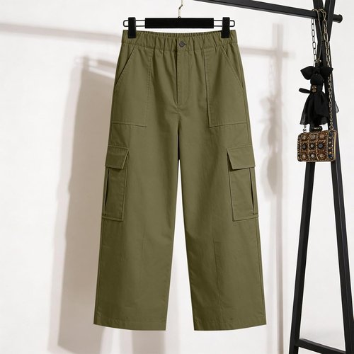 LRMQS Cargo Capris for Women - Plus Size High-Waisted Casual Pants with Pockets | Summer Comfort