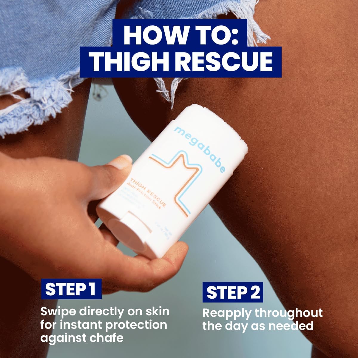 Megababe Thigh Rescue Anti-Chafe Stick - Prevent Skin Chafe & Irritation | Ideal for Thighs, Arms & Bra-Lines