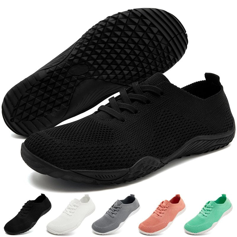 RJYWGS Barefoot Shoes Women Tennis Walking Black Sneakers for Women Gym Workout Running Shoes for Womens Black Size 8.5