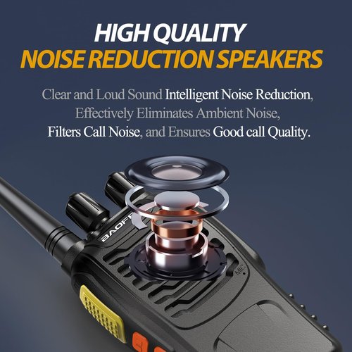 Baofeng BF-888S Walkie Talkies 6 Pack Long Range Two-Way Radios for Adults VOX 16 Channel UHF with Earpieces Li-ion Battery Flashlight FCC Certified for Camping Hiking Construction Kids Walkie-Talkie