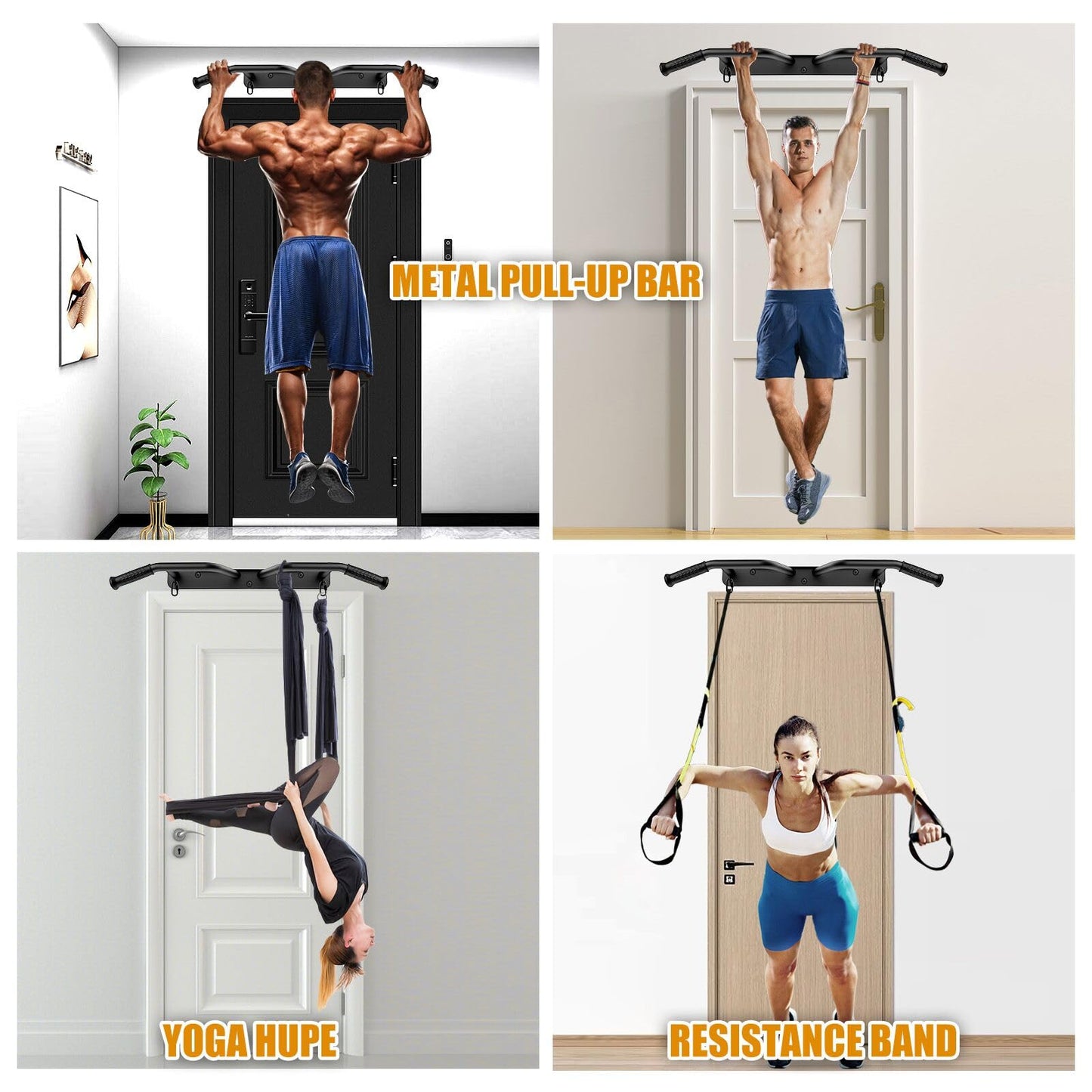 Kipika Heavy Duty Wall Mounted Doorway Pull Up Bar, Multifunctional Chin Up Bar, Portable Fitness Door Bar, Body Workout Home Gym System (A: 39" Wall Mount Pull Up Bar)
