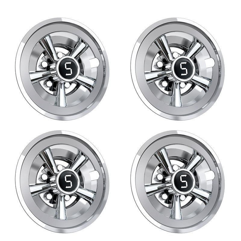 Shu-Ran 8 Inch Golf Cart Wheel Cover Hub Caps, Universal Chrome Golf Cart Hub Caps Snap-on Installation for Most Golf Carts Yamaha, Club Car, EZGO (Set of 4)