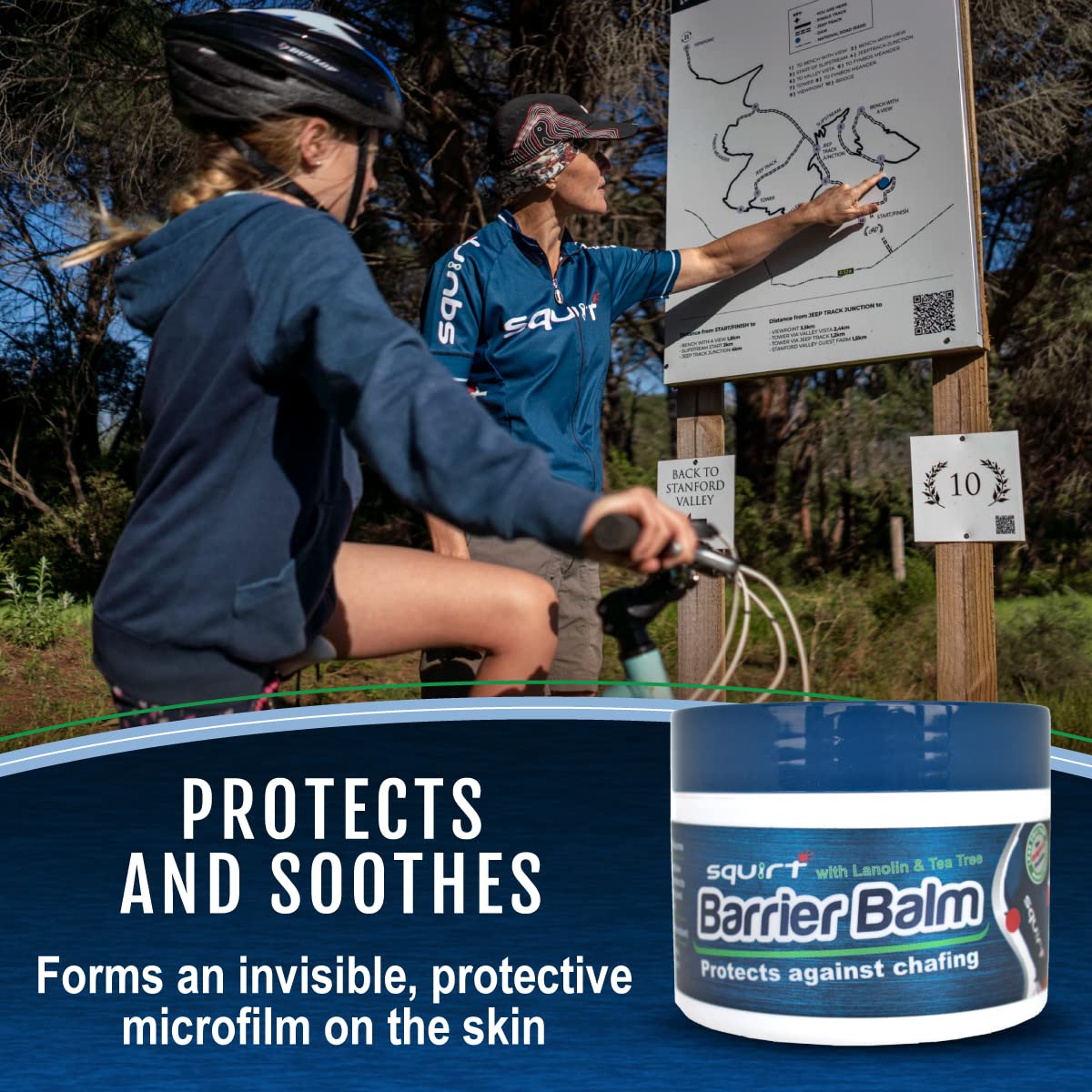 Squirt Barrier Balm for Chafing Relief - Body Anti Chafe Balm for Cycling & Endurance Sports - Water & Sweat Resistant Anti Chaffing Cream for Men & Women - Skin Friction Defense 100g