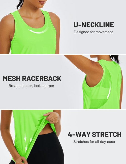 MAGCOMSEN Women's Workout Tank Tops - Sleeveless Racerback Design | Lightweight Dry Fit Athletic Shirts