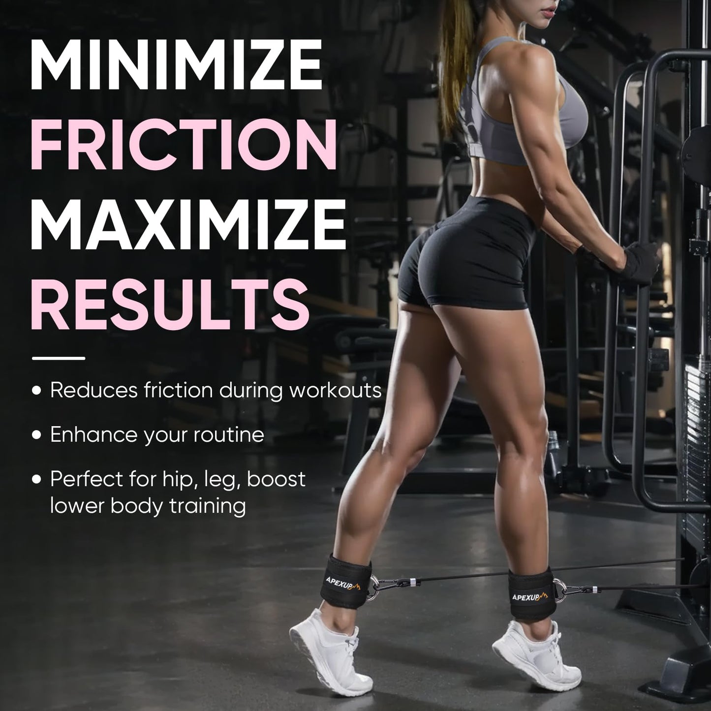 APEXUP Ankle Strap for Cable Machine, Ankle Resistance Bands, Cable Kick Back Ankle Straps for Gym, Glute Workouts, Leg Extensions, Adjustable Straps with Neoprene Padding (Single, Black)