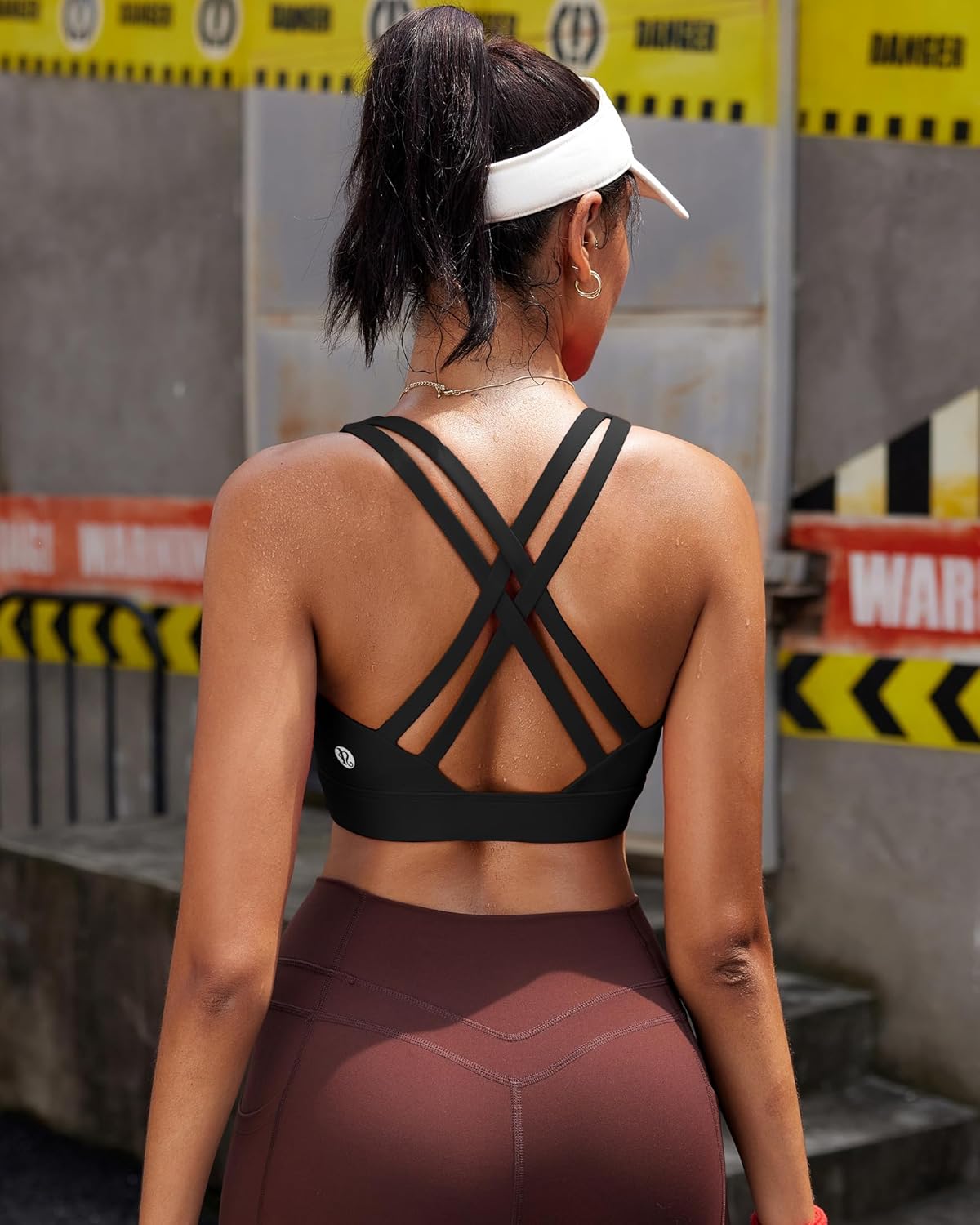 RUNNING GIRL High Support Sports Bra - Scoop Neck Strappy Design with Moulded Cups for Active Women