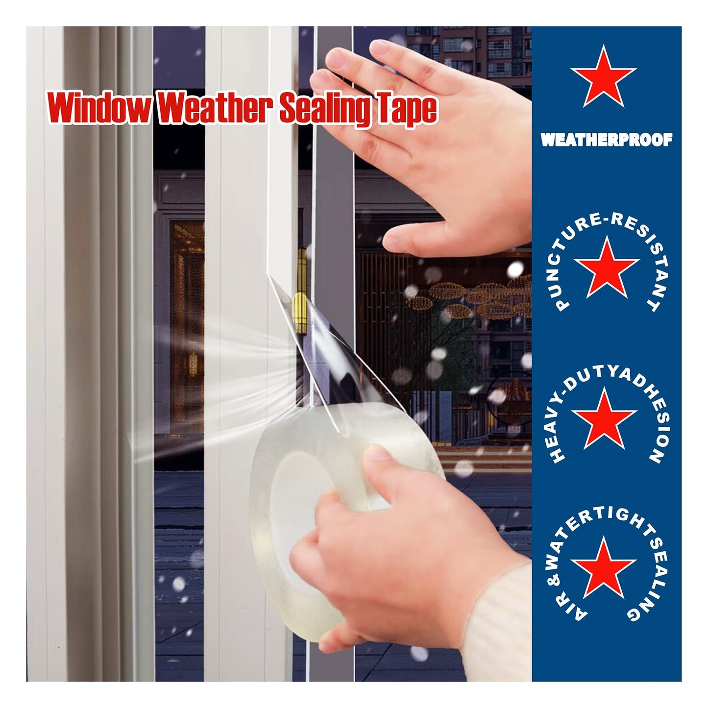 Transparent Weather Sealing Tape, 3-Inch x 85FT, Clear Draft Isolation Sealing Film - Clear Draft Stopper Adhesive Tape for Doors, Windows and Shower Glass Gaps