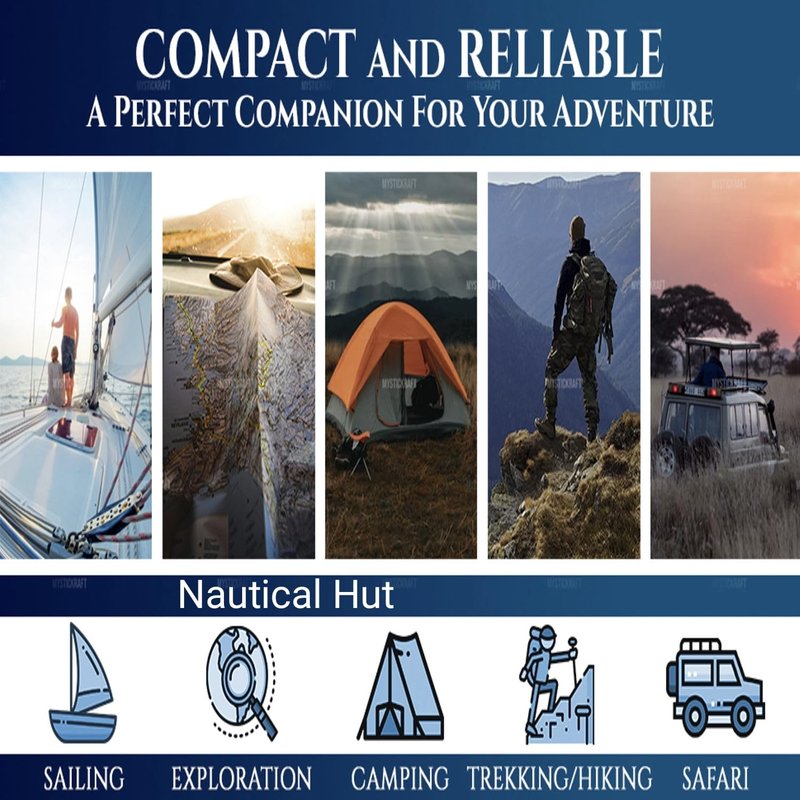 Nautical Hut Military Compass for Hiking and Survival- Waterproof Brass Nautical Pocket Compass with Leather Carry Case & Chain for Camping Hunting Climbing Exploring Geology Outdoor Activities