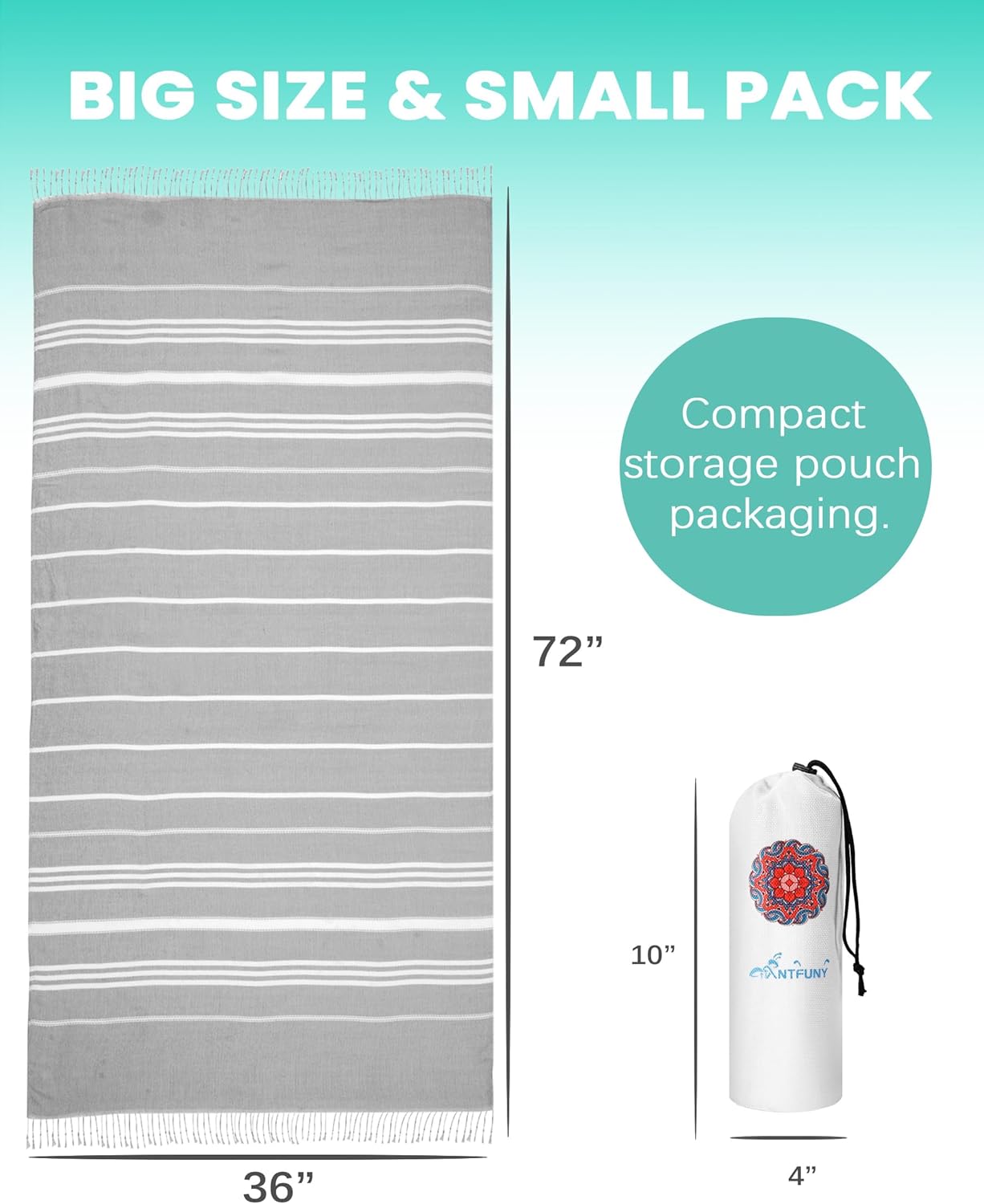 Skiennix 24 Pack Turkish Beach Towels - Quick Dry, Sand-Free, Extra Large, Lightweight & Compact