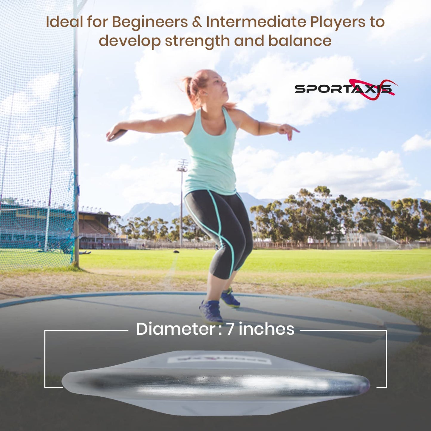 SPORTAXIS Transparent Discus Throw - 1 KG, 83% Rim Weight, Steel Rim - Ideal for Beginners & Intermediates in Track & Field - Enhance Your Discus Throwing Skills – Performance Enhancer
