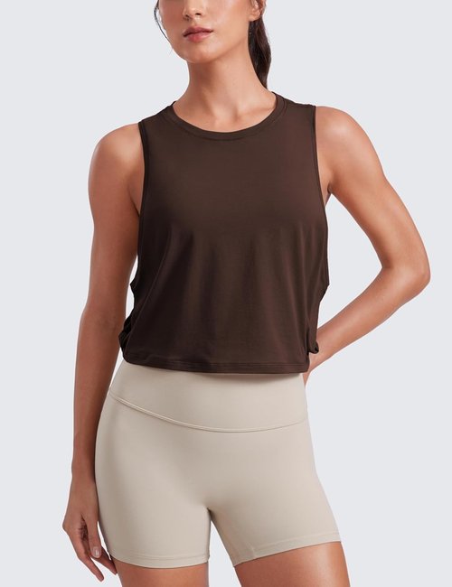 CRZ YOGA Pima Cotton Tank Top for Women - Loose Fit Sleeveless Workout Shirt | Ideal for Yoga & Gym