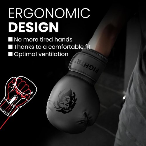 FIGHTR® Boxing Gloves - Maximum Protection & Stability for MMA, Muay Thai & Kickboxing | Sizes 8-16 oz