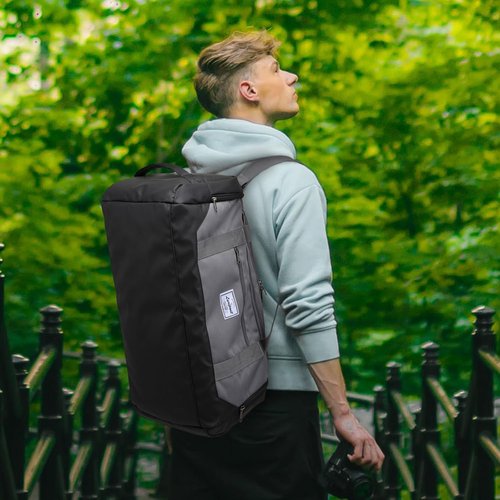Laripwit Gym Bag - 40L Medium Sports Duffel with Shoe Compartment & Wet Pocket | Gray