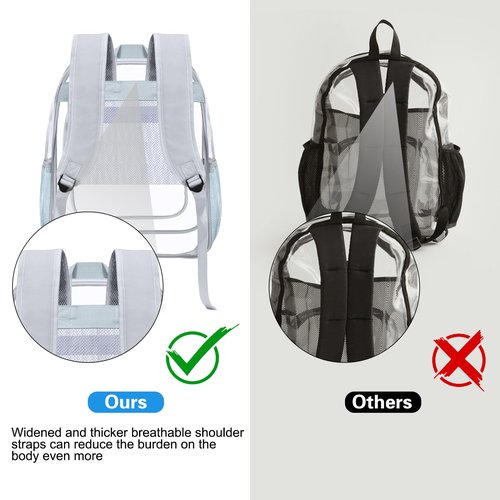 HEEYA Clear Backpack Heavy Duty Transparent Backpack for Security, Sports, Work, Travel, Stadium