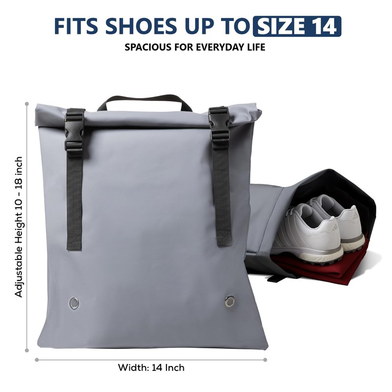 Premium Travel & Golf Shoe Bag – Water-Resistant TPU Cleat Bag for Men’s Golf Shoes (Up to Size 14) | Washable, Vented, Lightweight Shoe Organizer for Sports, Gym & Travel