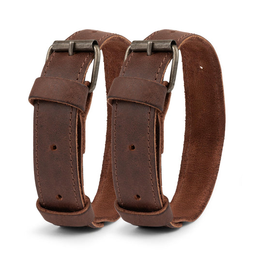 Hide & Drink, Set of 2 Rustic Bicycle Ankle Bands, Brass Metal Buckle, Adjustable Straps for Legs, Classic Vintage Gifts for Cyclists, Full Grain Leather, Handmade