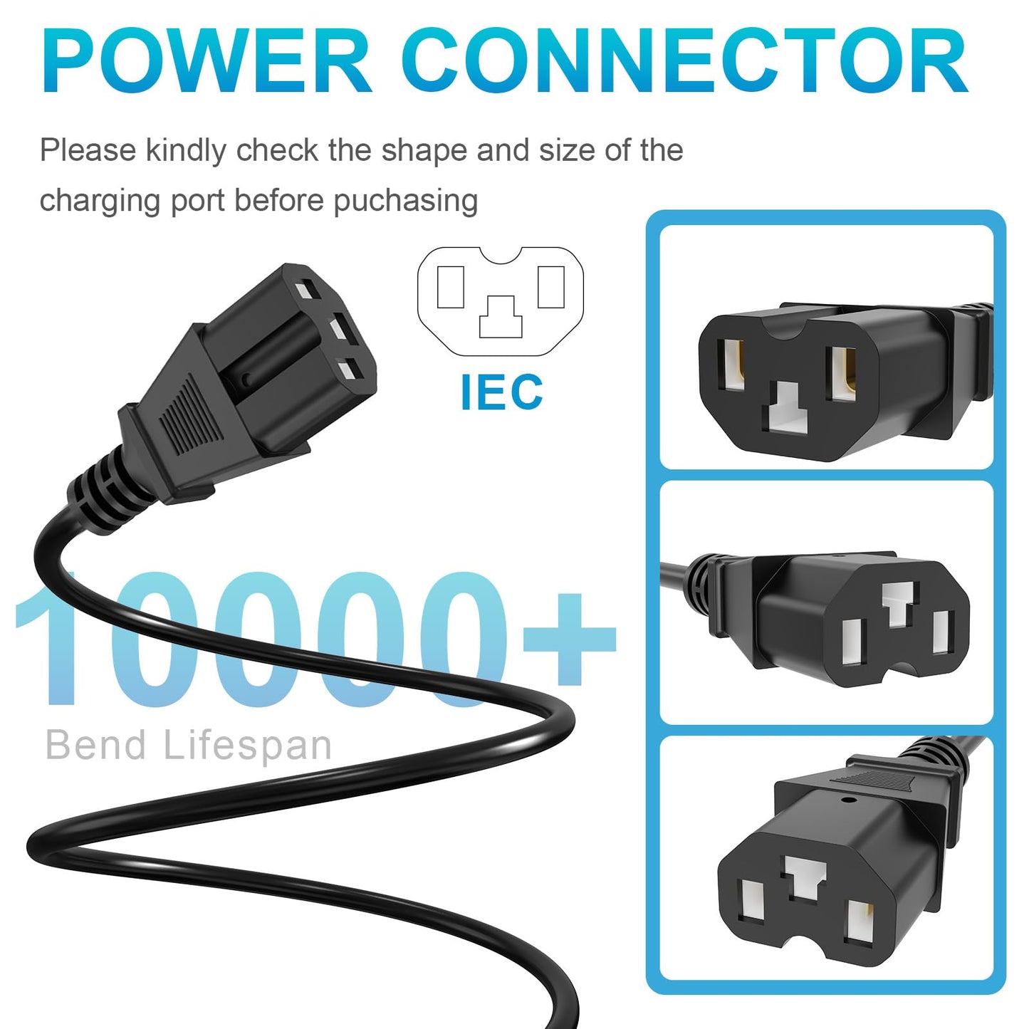 59V 1.8A for 48V 12AH Lead Acid Battery Charger for Electric Bicycle Motor Bike - 3 Holes Plug AC Adapter