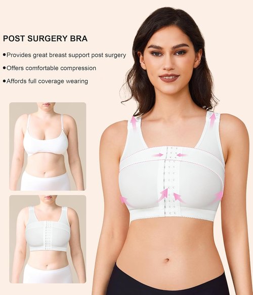 BRABIC Women's Post-Surgery Front Closure Bra - Comfortable Posture Corrector with Breast Support