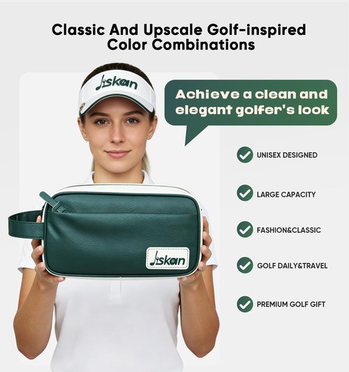 Jiskan Golf Pouch Bag for Men/Women, Pro Golf Valuables Accessories Organizer for Tees, Balls, Cash, Phone, Keys Etc, Essentials Golf Accessories Golf Gifts for Men/Women
