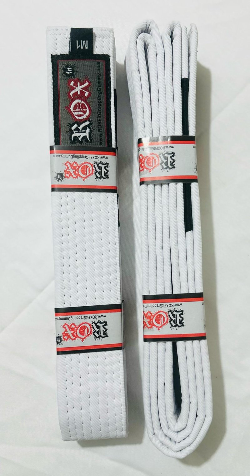 ROX Fit BJJ Belt Kids Size - Kid’s Size Brazilian Jiu-Jitsu Belt 100% Cotton for Durable and Lightweight Design Competition Ready BJJ Gi Belts White (M00)