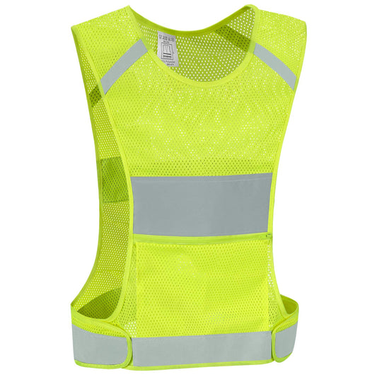 IDOU Reflective Vest Safety Running Gear with Pocket, Ultralight &Adjustable Waist&360°High Visibility for running,Jogging,biking,motorcycle,walking,women & men (neon yellow, X-Large)