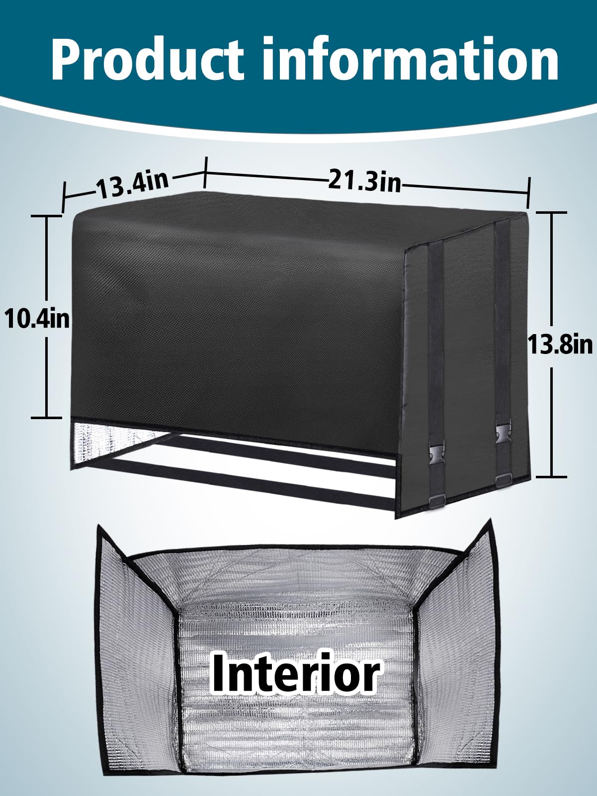 Windproof Window AC Cover Fits Midea U-Shaped 8000/10000/12000 BTU - Thicken Oxford Air Conditioner Cover for Winter Outside, 21.3''W x 13.4''H x 13.8''D