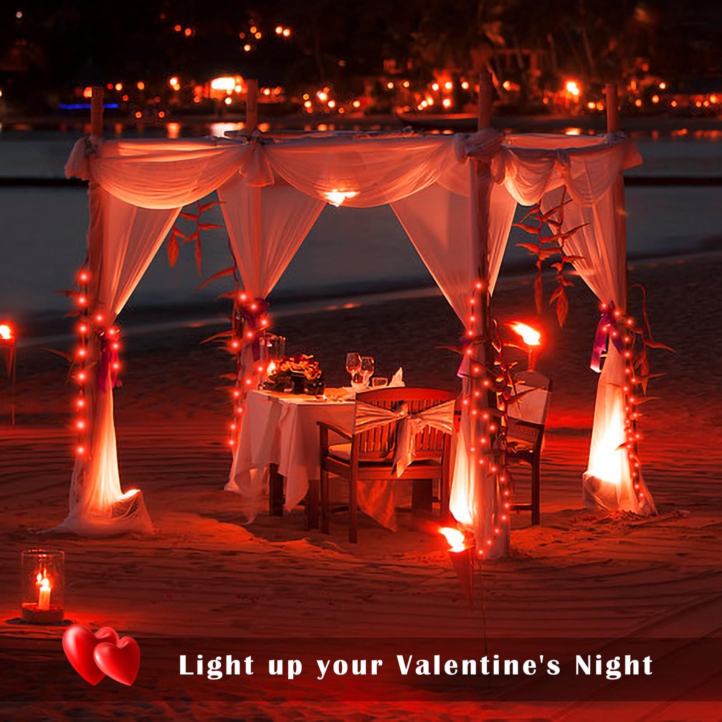 ITICdecor 33ft 100 LED Christmas String Lights, Waterproof Fairy Starry String Lights Battery Operated, 8 Modes Decorative Lights for Indoor Outdoor Xmas Tree Party Garden (Red)