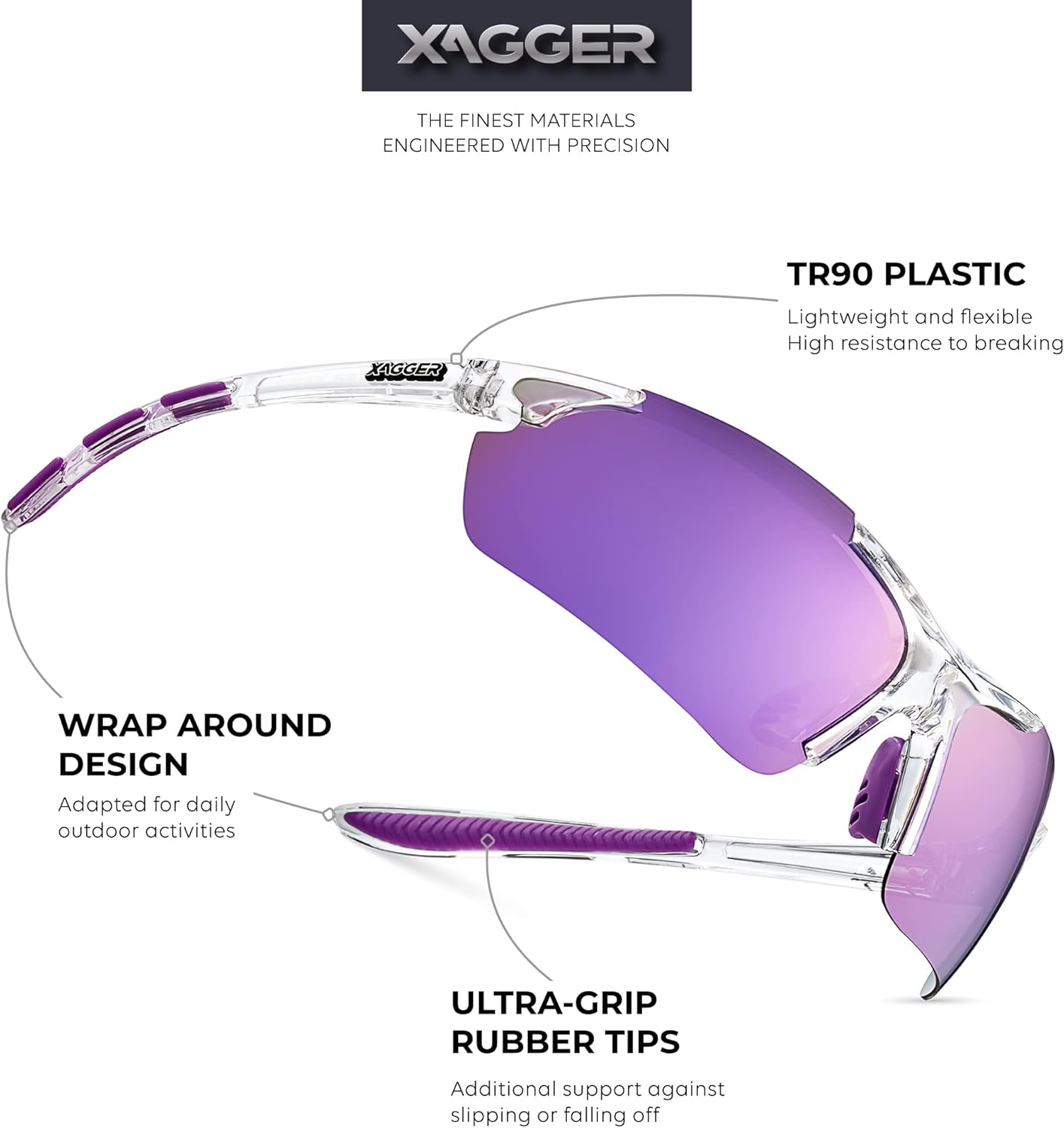 Xagger Polarized Sports Sunglasses - UV400 Protection for Men & Women | Perfect for Running, Cycling & More