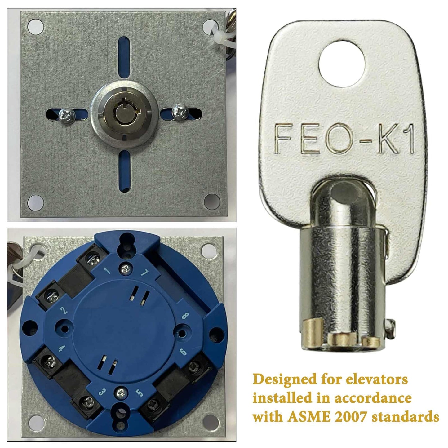 FEO-K1 Elevator Key K1 Fire Service Key Recall Reset Keys Silver Pack of 2