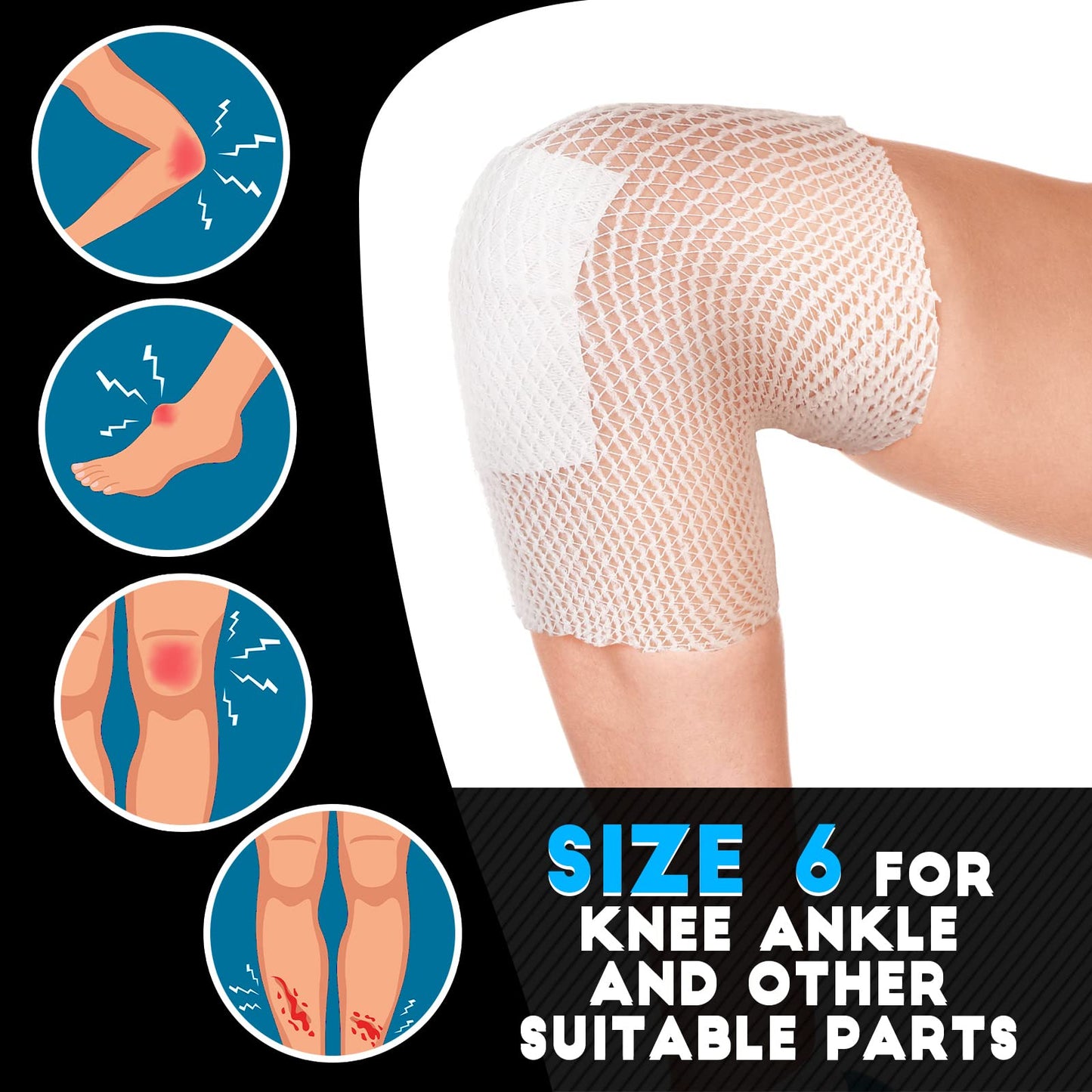2 Rolls Tubular Bandage Elastic Net Wound Dressing Stretch Dressing Retainer Tubular Elastic Gauze Bandage for Wound Arm, Without The Use of Adhesive Tape (Size 4 and Size 6)