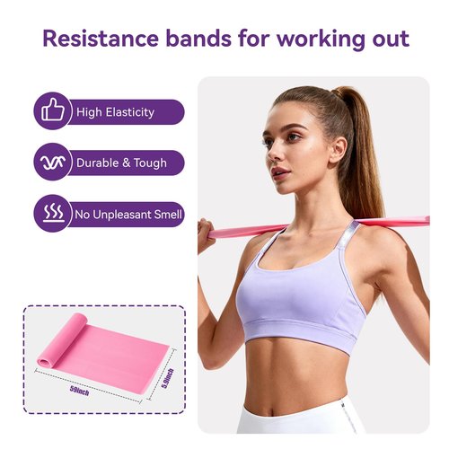 Pilates Kit for Women,15 Inch Magic Circle, 6 Multi-Level Resistance Bands,Yoga Ball Socks, Back Neck Stretcher ,14-Piece Full Body Toning Pilates Equipment for Beginners, 15 Min Daily Routine