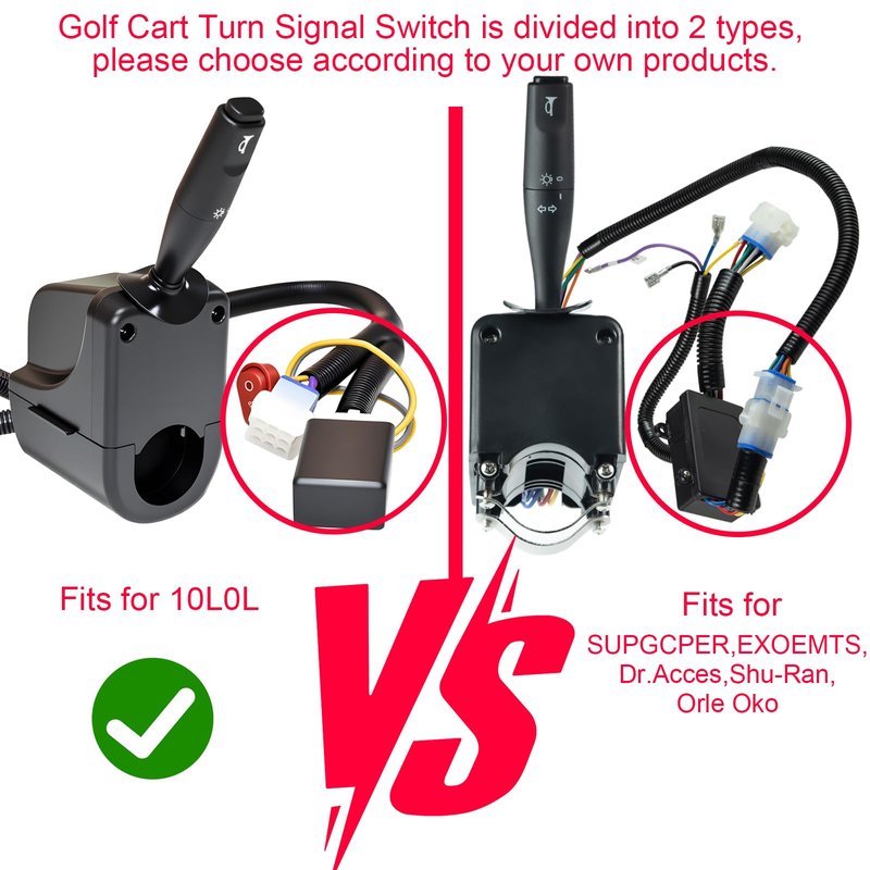 Orle Oko Golf Cart Turn Signal Switch with Golf Cart Light Control Box for Yamaha Club Car EZGO with 9-pin Plug Wiring Harness (12V)