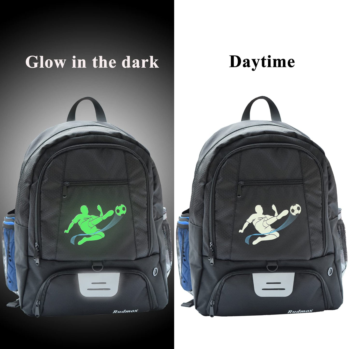 Rudmox Soccer Ball Bag-Backpack for Basketball,Volleyball with Cleat Shoes and Ball Compartment for Sports Team,Trainning(Brighten Black New)