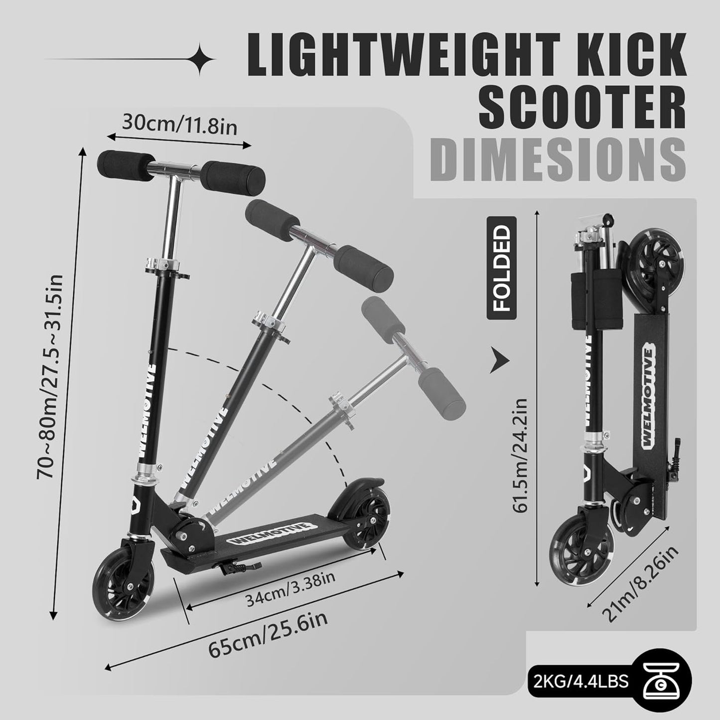 Skiennix Kick Scooter - Lightweight & Foldable Aluminum Frame | Adjustable Handlebars & Flashing Wheels for Kids 3+