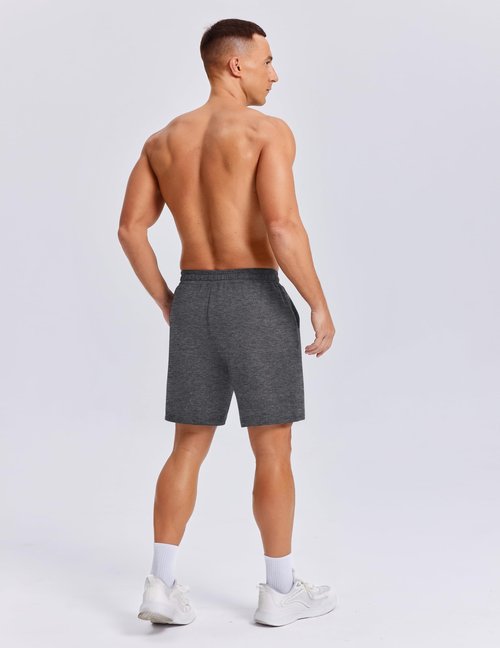 PINSPARK Men's Casual Sweat Shorts 7" Cotton Athletic Running Lounge Shorts with Drawstring Workout Gym Lightweight Dark Gray
