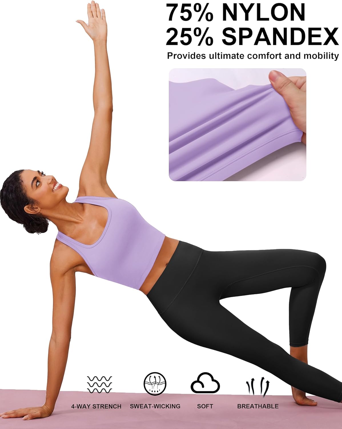 PINSPARK Longline Sports Bra | Padded Racerback Yoga Top for Women - Comfortable Workout Wear