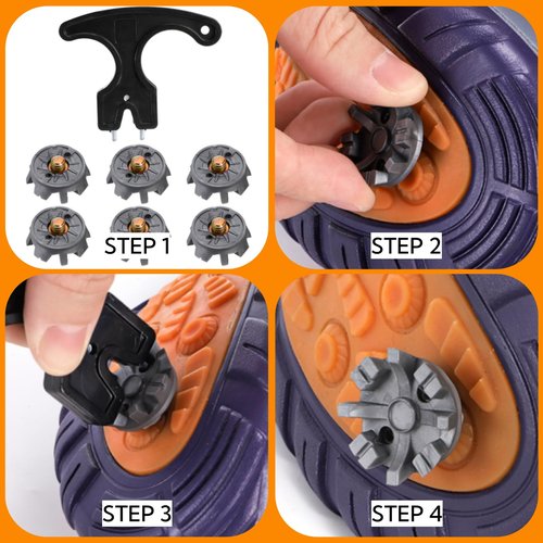 Nagpew 51 Piece Golf Spikes, Golf Cleats Replacement with Cleat Spanner, Metal Thread Screw 6 mm Soft Pins Stud for Lawn Cricket Shoes Players