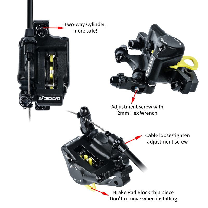 RUJOI Bike Disc Brake Kit, Line Pull Hydraulic Disc Brake Set with Aluminum Oil Pressure Caliper, with 2 Spare Brake Pads for Road Bike, Mountain Bike.