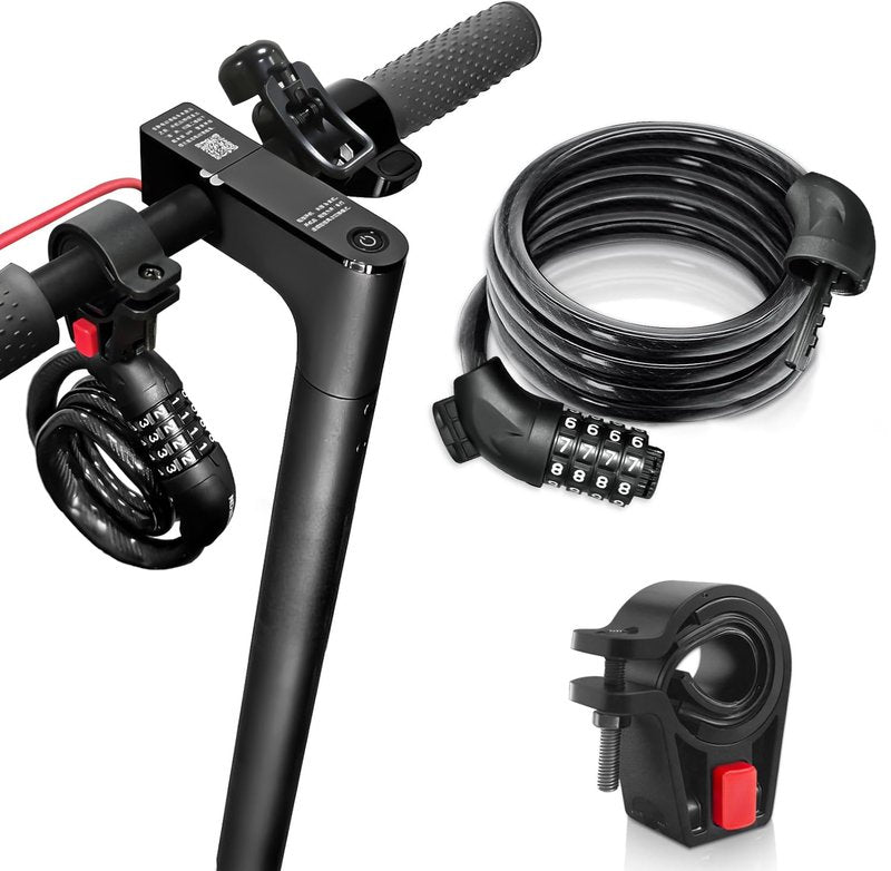 NDakter Bike Lock, 4FT Electric Scooter Combination Cable Lock with Mounting Bracket,Ideal Anti Theft Bicycle Locks for Mountain Bike, Road Bike, Electric Bicycle(12mm)