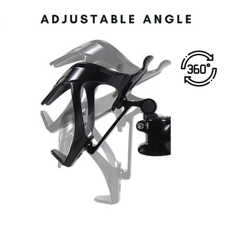Vincita Stem Top Cap Bottle Cage Adapter – Adjustable 360° Rotating Mount – Aluminum Cockpit Hydration Holder for Road, Gravel & MTB (Black)