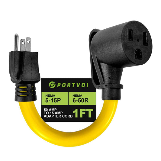 50 Amp to 110V Welder/EV Charger Adapter Cord, NEMA 5-15P Male to 6-50R Female 120V 3 Prong Household Male Plug to 240V Power Adapter, ETL Listed, 12 Inch Long, Heavy Duty 10AWG/3C, 30A Max