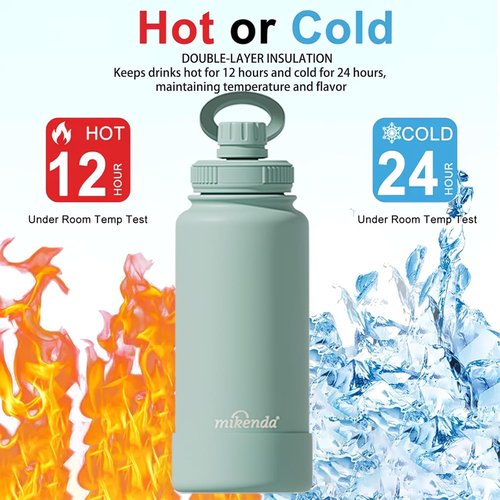 32oz Insulated Tumbler by [Brand Name] - Magnetic Phone Holder, Leak Proof Lid | 24hr Cold & 12hr Hot, Mint Green