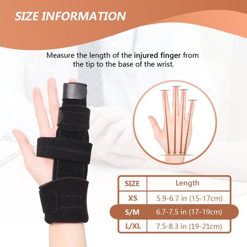 Scurnhau Trigger Finger Splint Finger Brace for 2 Fingers Reversible Finger Splints for Mallet Finger Broken Finger Arthritis Metacarpal Fracture Hand Brace with Finger Support Joints Immobilizer-S/M