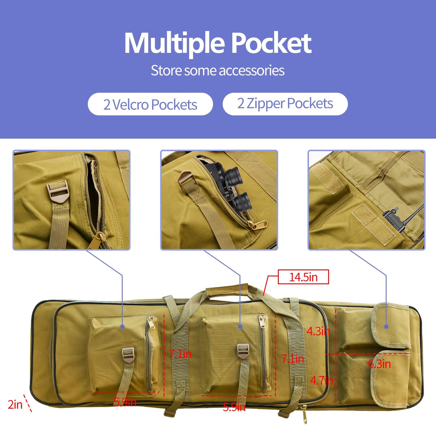 RUBY.Q 32" Bag, Portable Khaki Case for Storage and Transportation