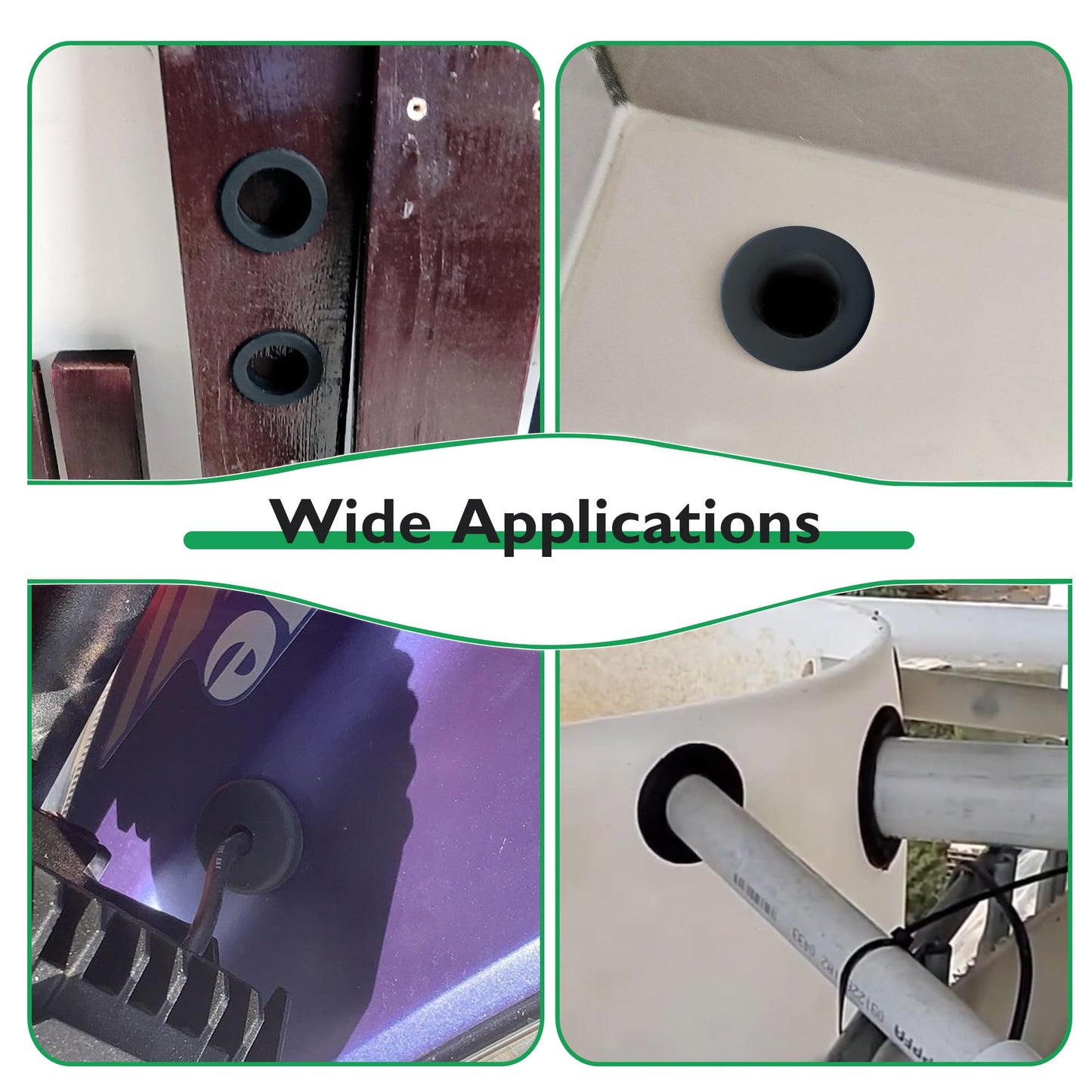 1/2 Inch Drill Hole, 3/8 Inch ID Silicone Rubber Top Hat Grommets for Wiring Automotive Firewall Hole Plug Wire Cable Protector Gasket Seal Ring for Tubing in Hydroponic, Irrigation Systems, 10 pcs