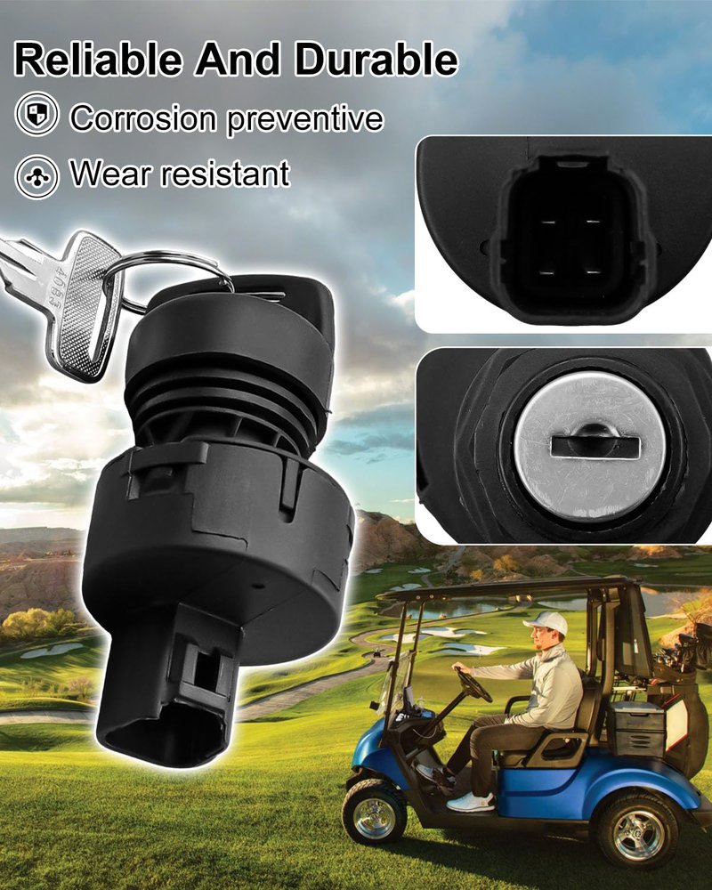 Vaticas Golf Cart Ignition Key Switch Fit for Yamaha G22 G29 Drive 2 Electric and Gas Golf Cart Replace JW1-H2510-00 JU2-H2510-20 JU2-H2510-10, Starter Ignition Switch with 2 Keys