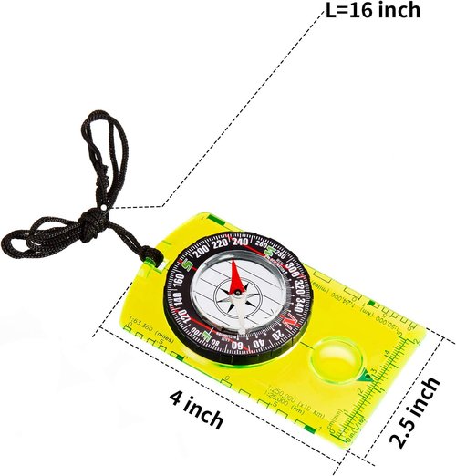 Gejoy Orienteering Compass Set - 6 Pieces with Declination, Magnifier & Ruler for Hiking & Navigation