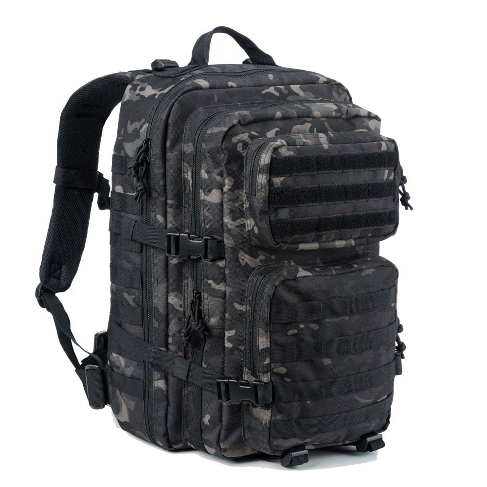 REEBOW GEAR Military Tactical Backpack for Men Large Army 3 Day Assault Pack Molle Hiking Daypack Bag (Camo Black)