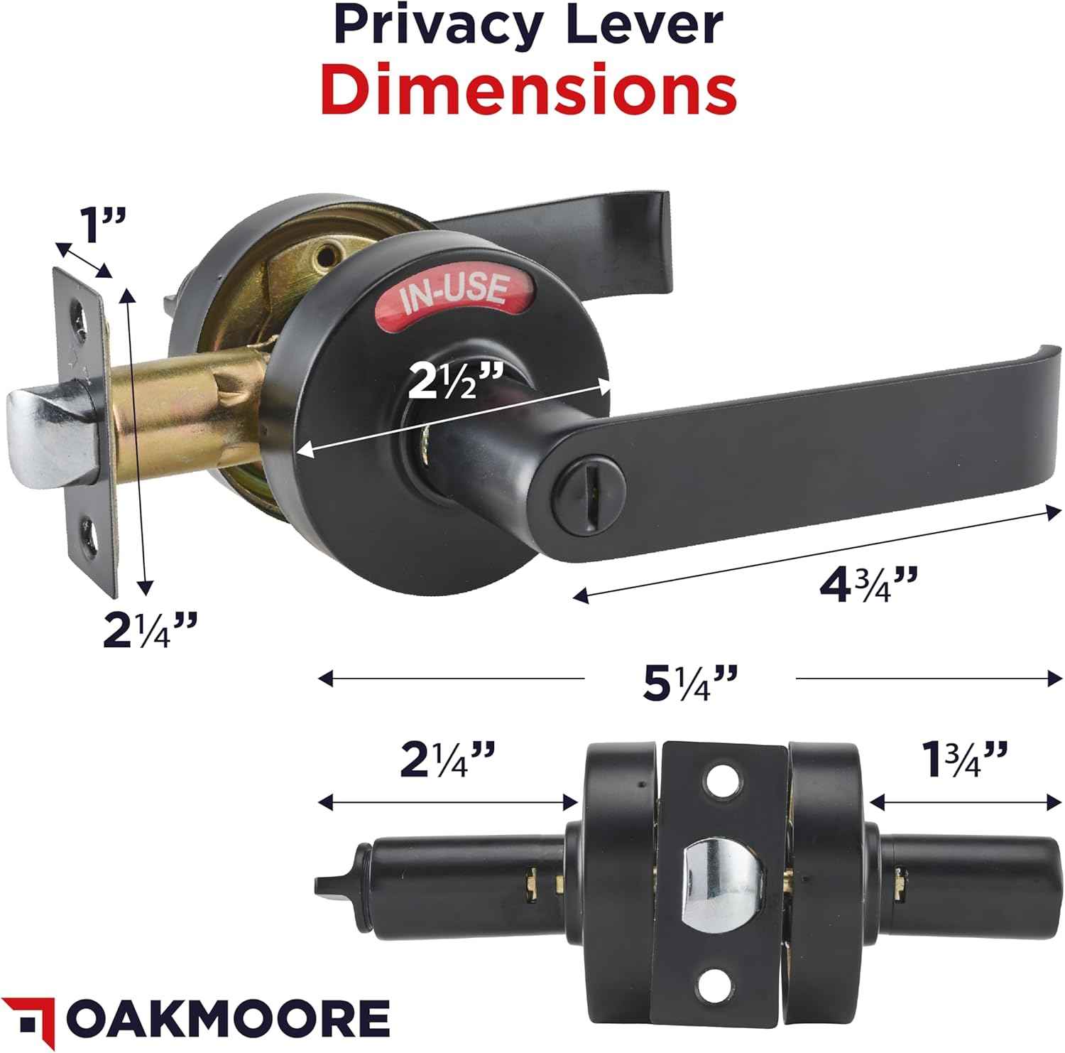 Privacy Door Handle Lock for Bathroom - Black Vacant Occupied Restroom Handle