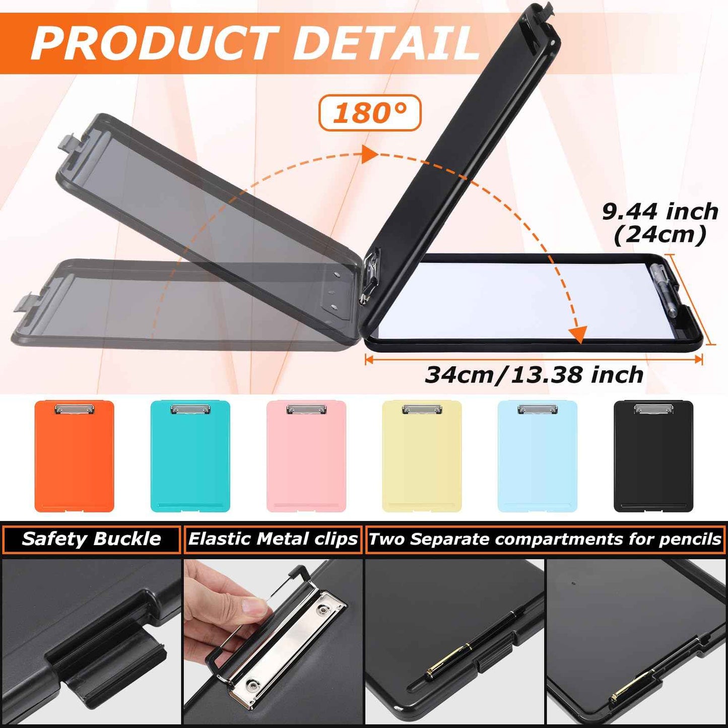 6 Pieces Clipboard with Storage 9.5 x 13.5'' Plastic Nursing Clip Boards with Pen Holder High Foldable Binder Folder Paper Organizer for Nurses Teachers Back to School Office Supplies(Macaron Color)